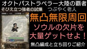 オクトパストラベラー大陸の覇者 キャラ無凸無限周回そびえ立つ強者の試練つぶやく老人 PT編成と立ち回りをご紹介【無凸縛りプレイ継続中】