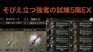 【オクトラ大陸の覇者ver2.5.1】そびえ立つ強者の試煉5階EX 火力フォーチュンなし 必殺技各1回のみ ★4アクセ多数